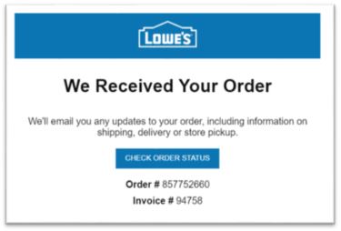 Lowes Rebate Confirmation example