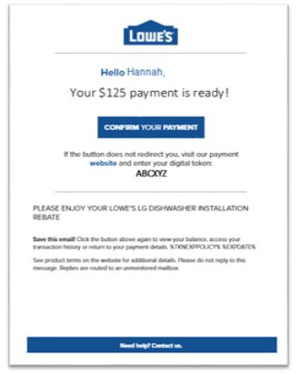 Lowes Rebate Email example